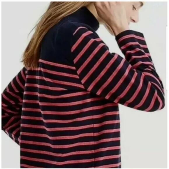 J.Crew Womens Popover Plus Size XXL Navy Blue Striped Sweater Nautical Preppy - Picture 2 of 13